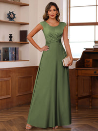 A-Line/Princess Scoop Neck Pleated Ankle-Length Mother of the Bride Dresses with Belt