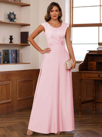 A-Line/Princess Scoop Neck Pleated Ankle-Length Mother of the Bride Dresses with Belt
