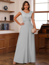 A-Line/Princess Scoop Neck Pleated Ankle-Length Mother of the Bride Dresses with Belt