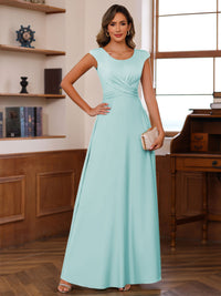 A-Line/Princess Scoop Neck Pleated Ankle-Length Mother of the Bride Dresses with Belt