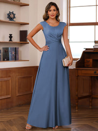 A-Line/Princess Scoop Neck Pleated Ankle-Length Mother of the Bride Dresses with Belt