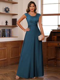 A-Line/Princess Scoop Neck Pleated Ankle-Length Mother of the Bride Dresses with Belt