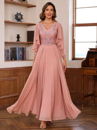 A-Line/Princess V-Neck Lace Appliques Two-Piece Ankle-Length Mother of the Bride Dresses with Jacket