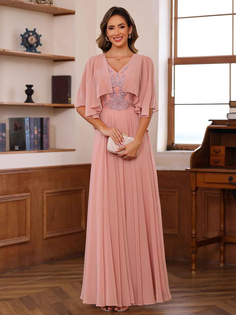 A-Line/Princess V-Neck Lace Appliques Two-Piece Ankle-Length Mother of the Bride Dresses with Jacket