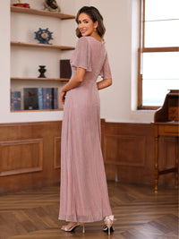 A-Line/Princess V-Neck Ankle-Length Mother of the Bride Dresses with Pleats