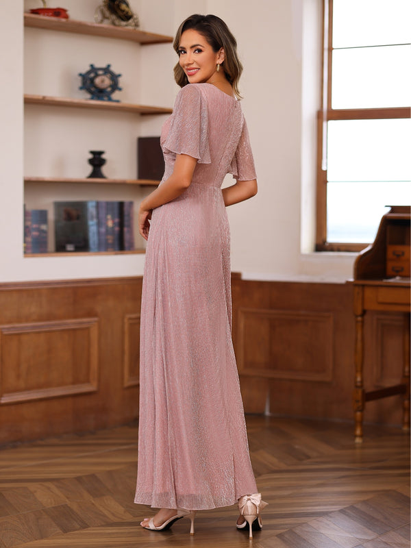 A-Line/Princess V-Neck Ankle-Length Mother of the Bride Dresses with Pleats