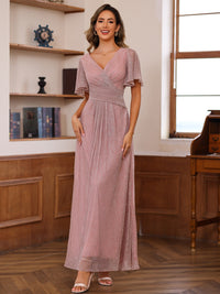 A-Line/Princess V-Neck Ankle-Length Mother of the Bride Dresses with Pleats