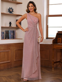 A-Line/Princess One Shoulder Floor-Length Mother of the Bride Dresses with Pleats