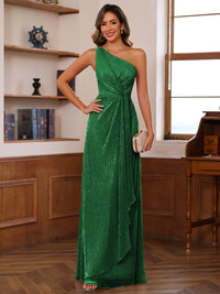 A-Line/Princess One Shoulder Floor-Length Mother of the Bride Dresses with Pleats