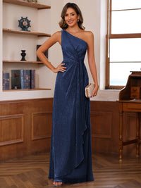 A-Line/Princess One Shoulder Floor-Length Mother of the Bride Dresses with Pleats