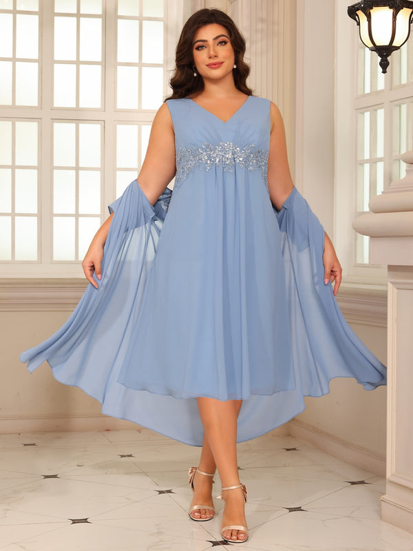Sheath/Column Lace Appliques Two-Piece Tea-Length Mother of the Bride Dresses with Jacket
