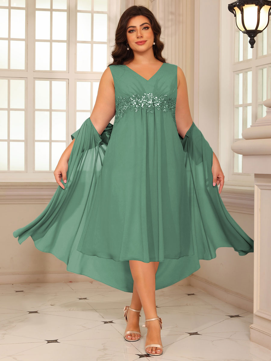 Shirees Eucalyptus Sheath/Column Lace Appliques Two-Piece Tea-Length Mother of the Bride Dresses with Jacket 2026