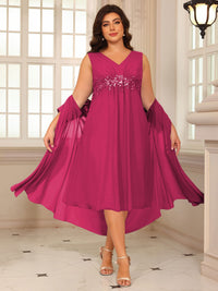 Sheath/Column Lace Appliques Two-Piece Tea-Length Mother of the Bride Dresses with Jacket