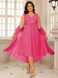 Sheath/Column Lace Appliques Two-Piece Tea-Length Mother of the Bride Dresses with Jacket