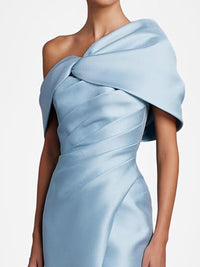 Sheath/Column Asymmetrical Floor-Length Pleated Mother of the Bride Dresses with Slit