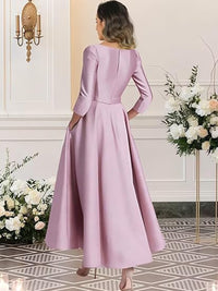 A-Line/Princess Scoop Neck 3/4 Sleeves Tea-Length Mother of the Bride Dresses with Flower