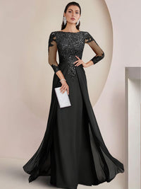 Sheath/Column Scoop Neck Floor-Length Mother of the Bride Dresses with Lace Appliques