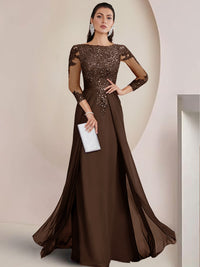 Sheath/Column Scoop Neck Floor-Length Mother of the Bride Dresses with Lace Appliques