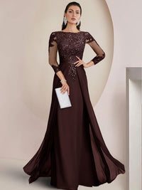Sheath/Column Scoop Neck Floor-Length Mother of the Bride Dresses with Lace Appliques