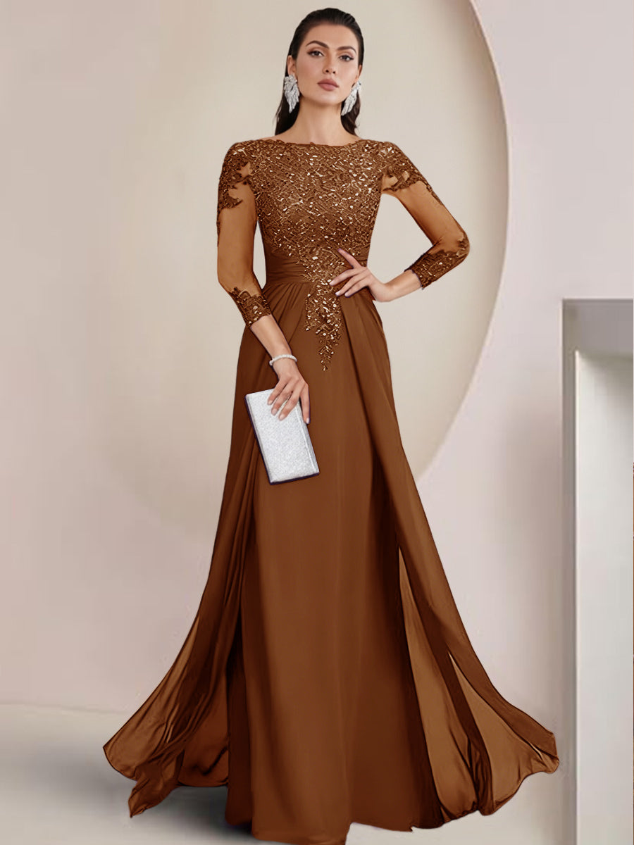 Shirees Rust Sheath/Column Scoop Neck Floor-Length Mother of the Bride Dresses with Lace Appliques 2026