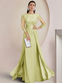 Sheath/Column Scoop Neck Floor-Length Mother of the Bride Dresses with Lace Appliques