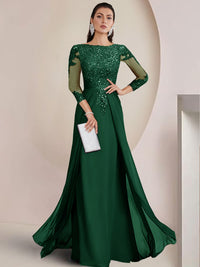 Sheath/Column Scoop Neck Floor-Length Mother of the Bride Dresses with Lace Appliques