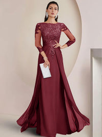 Sheath/Column Scoop Neck Floor-Length Mother of the Bride Dresses with Lace Appliques