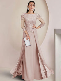 Sheath/Column Scoop Neck Floor-Length Mother of the Bride Dresses with Lace Appliques