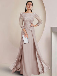 Sheath/Column Scoop Neck Floor-Length Mother of the Bride Dresses with Lace Appliques