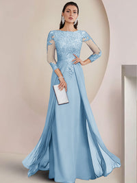 Sheath/Column Scoop Neck Floor-Length Mother of the Bride Dresses with Lace Appliques