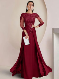 Sheath/Column Scoop Neck Floor-Length Mother of the Bride Dresses with Lace Appliques