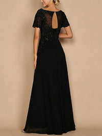 A-Line/Princess Scoop Neck Illusion Floor-Length Mother of the Bride Dresses with Lace Appliques