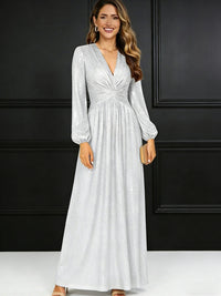 A-Line/Princess V-Neck Long Sleeves Ankle-Length Mother of the Bride Dresses with Pleats