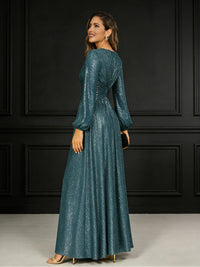 A-Line/Princess V-Neck Long Sleeves Ankle-Length Mother of the Bride Dresses with Pleats