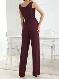 Pantsuits Separates V-Neck Asymmetrical Three-Piece Floor-Length Mother of the Bride Dresses