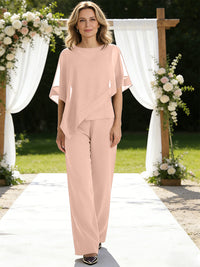 Pantsuits Separates V-Neck Asymmetrical Three-Piece Floor-Length Mother of the Bride Dresses