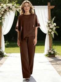 Pantsuits Separates V-Neck Asymmetrical Three-Piece Floor-Length Mother of the Bride Dresses