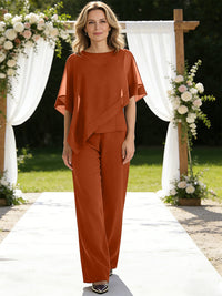 Pantsuits Separates V-Neck Asymmetrical Three-Piece Floor-Length Mother of the Bride Dresses