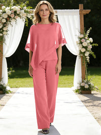 Pantsuits Separates V-Neck Asymmetrical Three-Piece Floor-Length Mother of the Bride Dresses