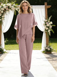 Pantsuits Separates V-Neck Asymmetrical Three-Piece Floor-Length Mother of the Bride Dresses