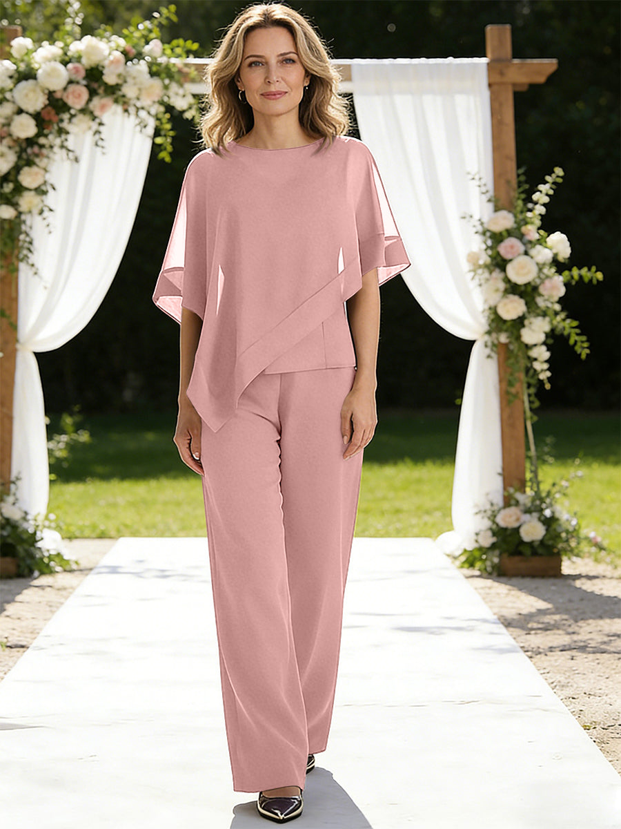 Pantsuits Separates V-Neck Asymmetrical Three-Piece Floor-Length Mother of the Bride Dresses