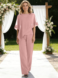 Pantsuits Separates V-Neck Asymmetrical Three-Piece Floor-Length Mother of the Bride Dresses