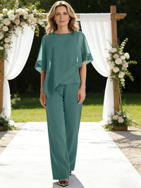 Pantsuits Separates V-Neck Asymmetrical Three-Piece Floor-Length Mother of the Bride Dresses