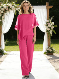 Pantsuits Separates V-Neck Asymmetrical Three-Piece Floor-Length Mother of the Bride Dresses