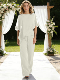 Pantsuits Separates V-Neck Asymmetrical Three-Piece Floor-Length Mother of the Bride Dresses