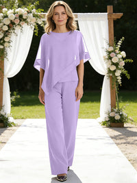 Pantsuits Separates V-Neck Asymmetrical Three-Piece Floor-Length Mother of the Bride Dresses