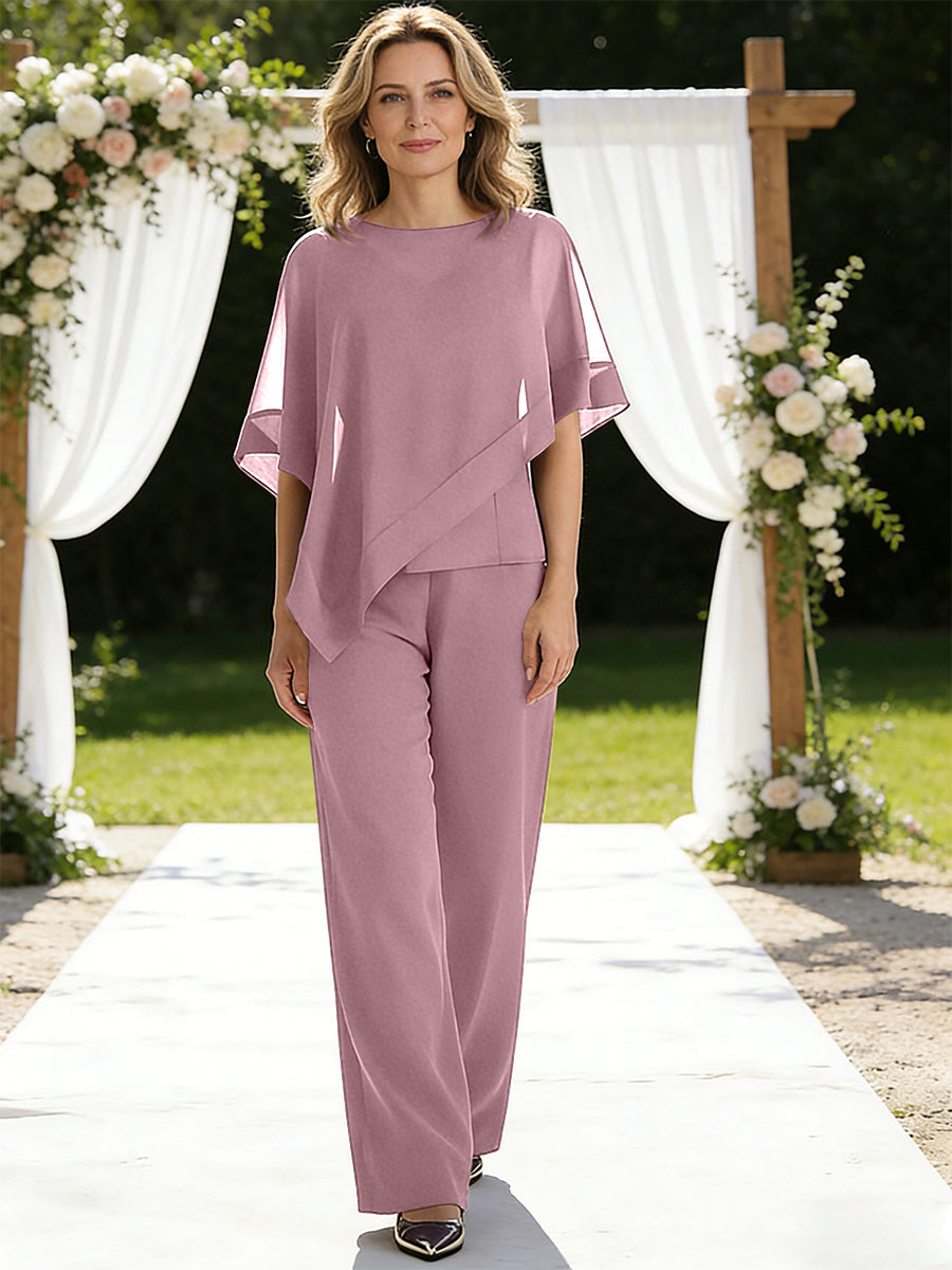 Pantsuits Separates V-Neck Asymmetrical Three-Piece Floor-Length Mother of the Bride Dresses
