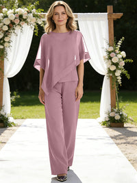 Pantsuits Separates V-Neck Asymmetrical Three-Piece Floor-Length Mother of the Bride Dresses