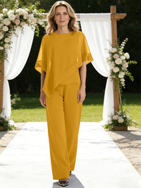 Pantsuits Separates V-Neck Asymmetrical Three-Piece Floor-Length Mother of the Bride Dresses