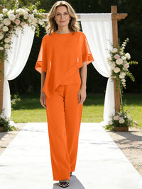 Pantsuits Separates V-Neck Asymmetrical Three-Piece Floor-Length Mother of the Bride Dresses